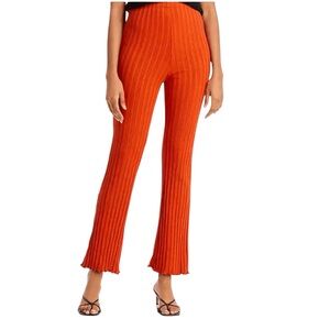 SIMON MILLER Cyrene Ribbed Knit Pants in Burnt Orange, Size Extra Small